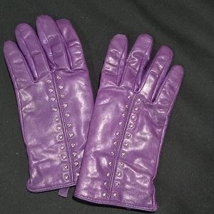 Michael Kors Purple Leather Gloves
